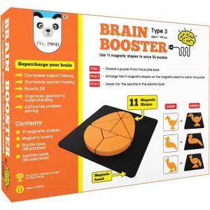 Brain Booster Type 3 (Senior) - 56 puzzles designed to boost intelligence - with Magnetic shapes, Magnetic Board, Puzzle Book and Solution Book