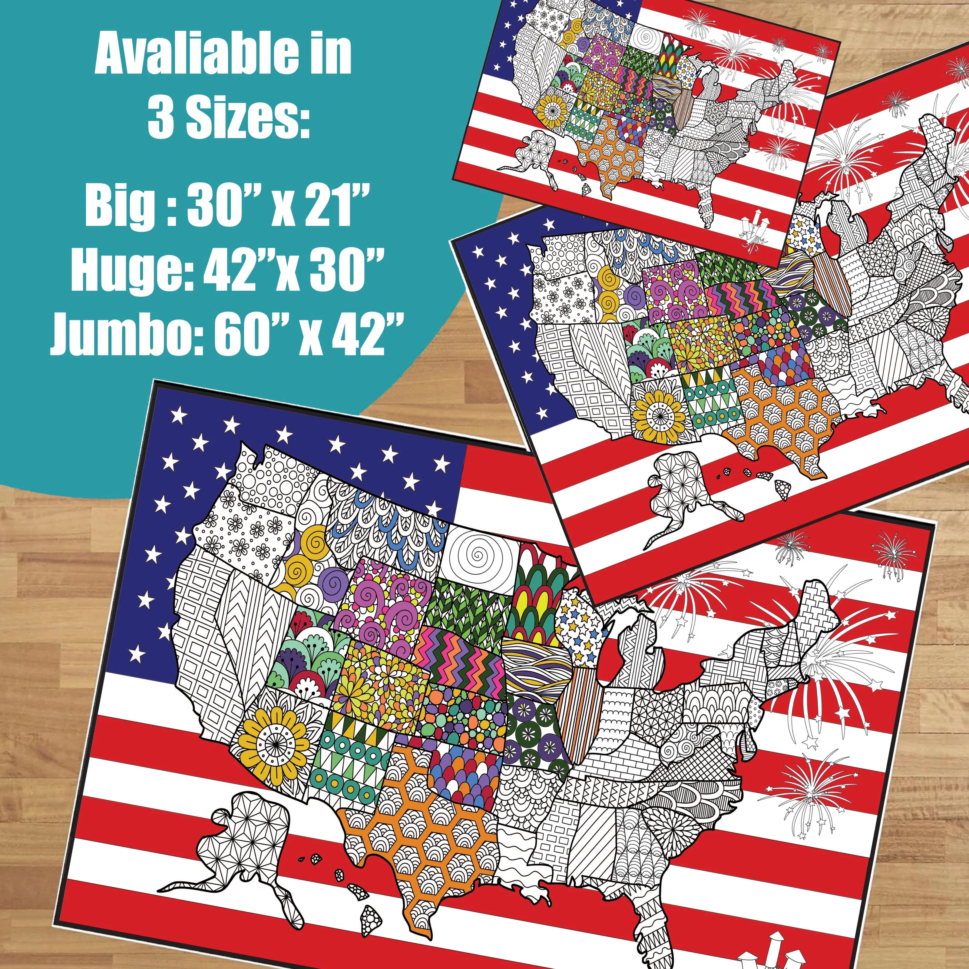 Premium Giant American Flag Coloring Poster
