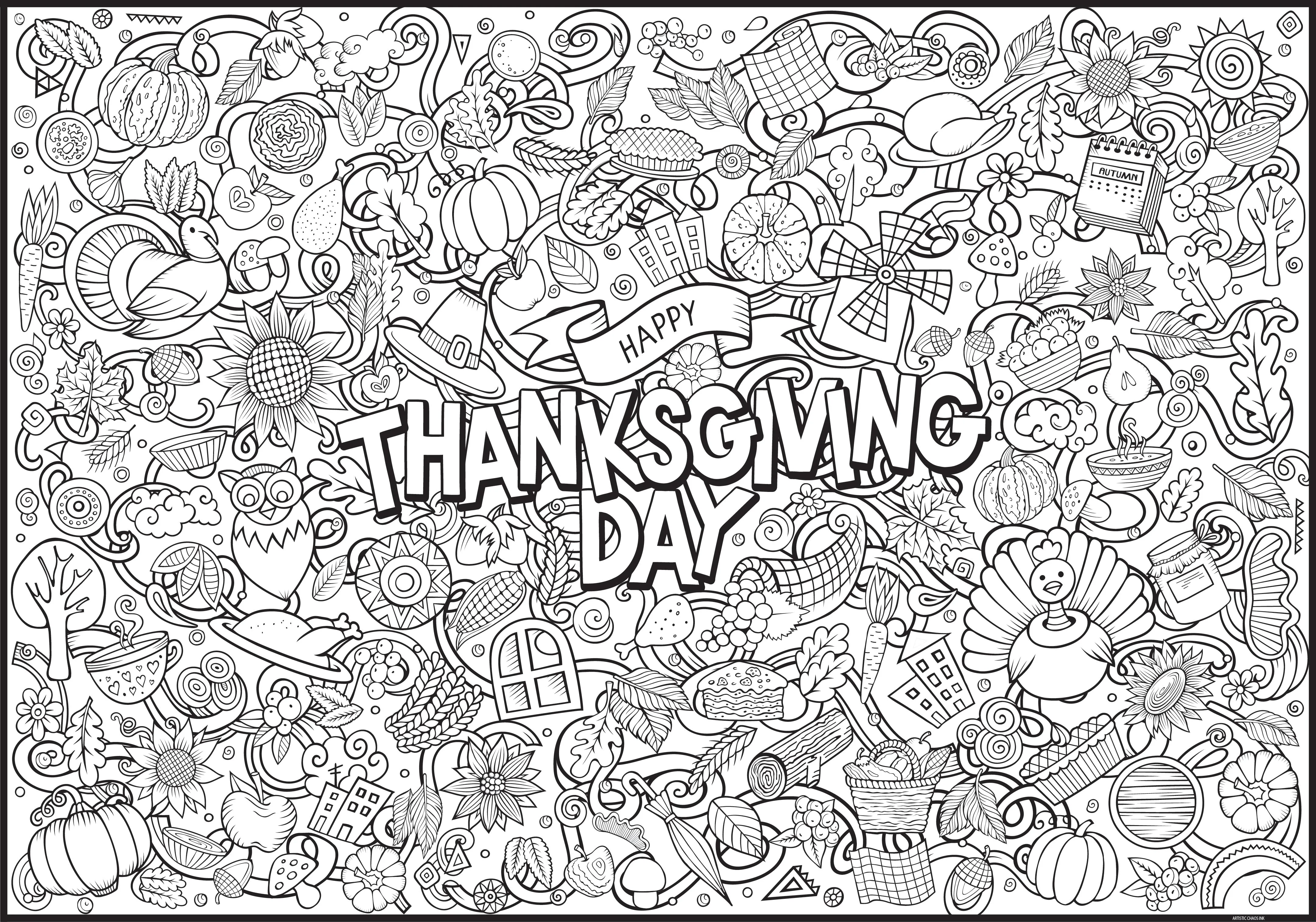 Premium Giant Thanksgiving Coloring Poster
