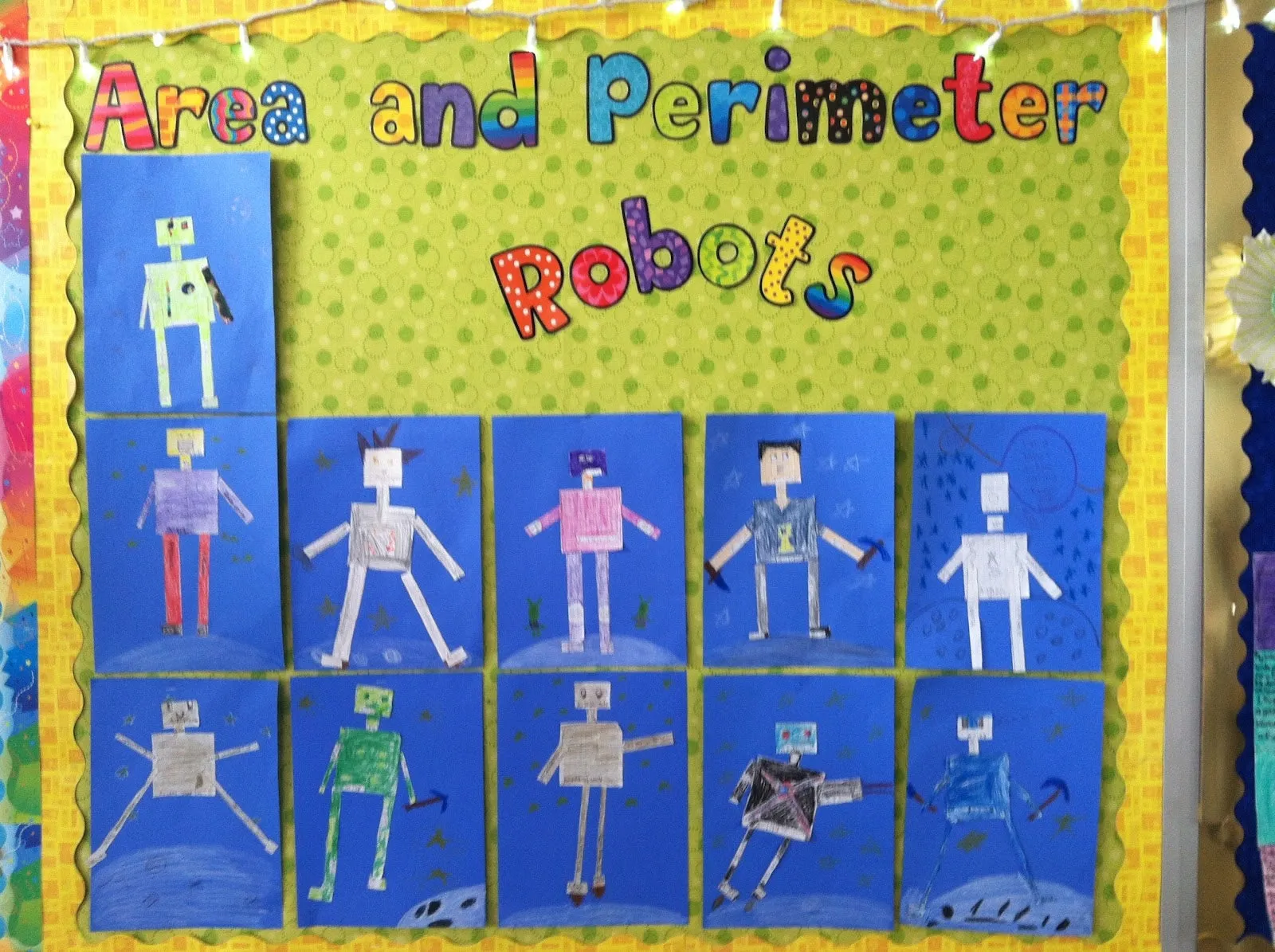 "Area & Perimeter Robots" Math Activity & Bulletin Board Idea!