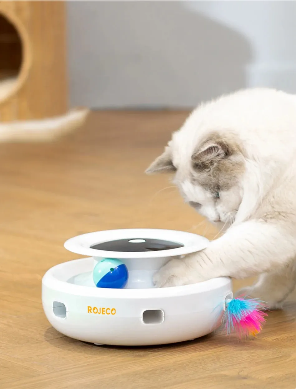ROJECO 2-in-1 Interactive Cat Toy Set with Automatic Feather and Fun Ball
