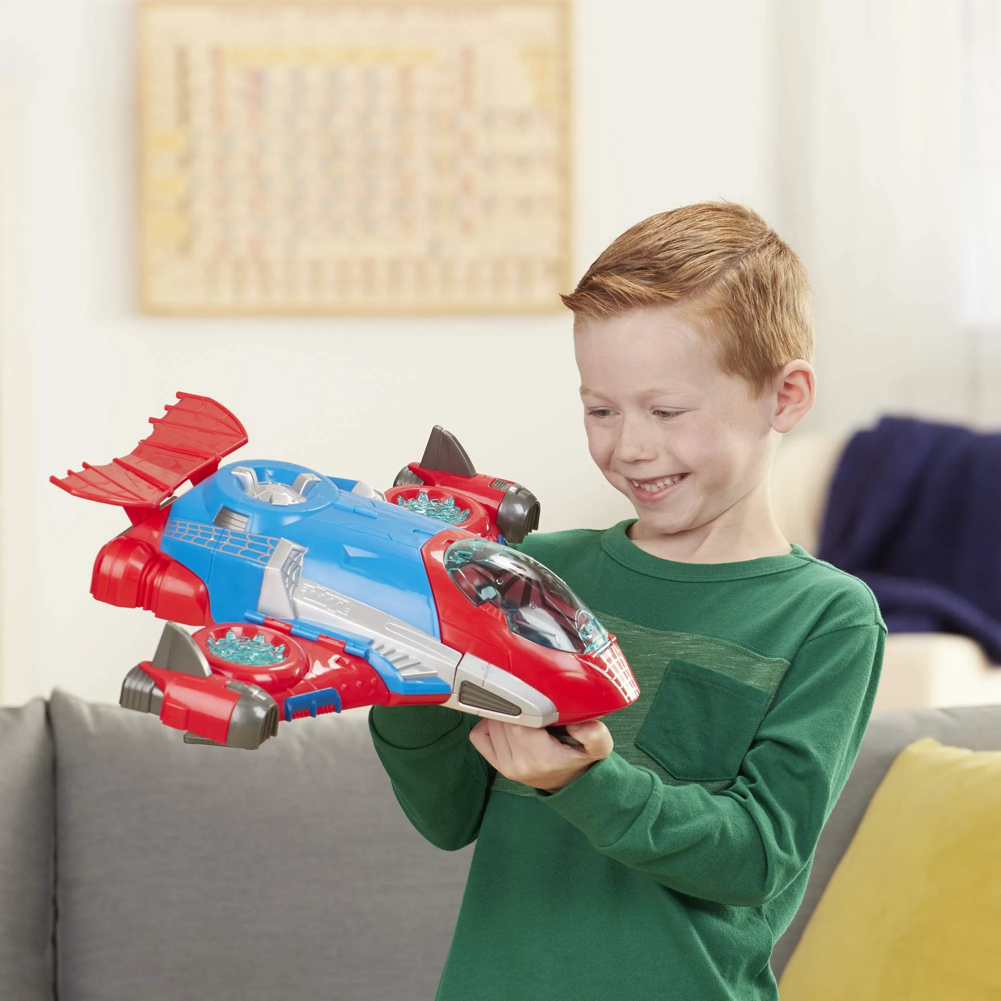 Super Hero Adventures Playskool Heroes Marvel Spider-Man Jetquarters, 5-Inch Action Figure And Vehicle Set, Toy Jet, Collectible Toys For Kids Ages 3 And Up Multicolor